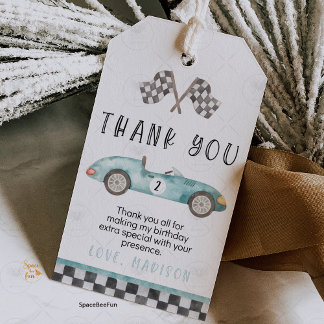 Étiquettes cadeaux voiture de course favoris Deux