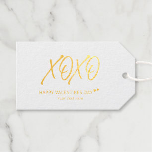 Étiquettes Cadeaux XOXO   Heureuse Sainte-Valentin Gold Hearts