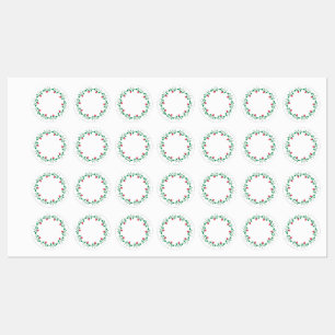 Étiquettes Cadre rond fleuri avec fleurs roses