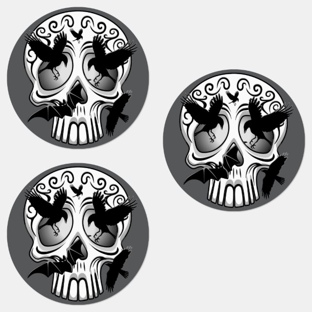 Étiquettes Calaveras décoratives Halloween (Groupe)