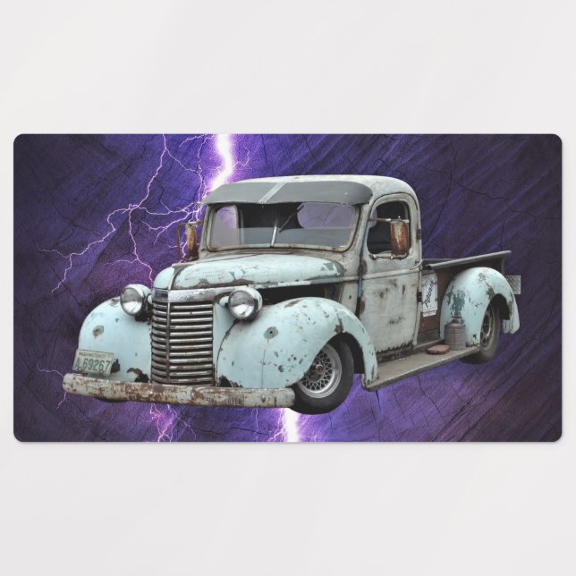 Étiquettes Camion bleu vintage (Design 1)