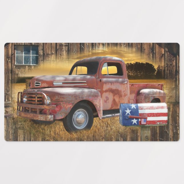 Étiquettes Camion rouge vintage (Design 1)