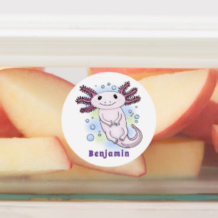 Étiquettes Caricature axolotl rose adorable