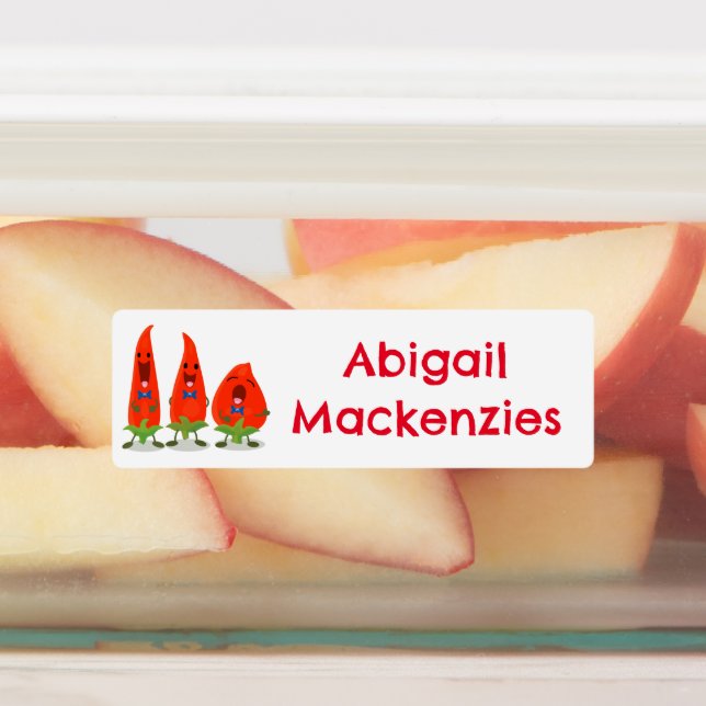 Étiquettes Caricature chantante piments personnalisées (Apposé)