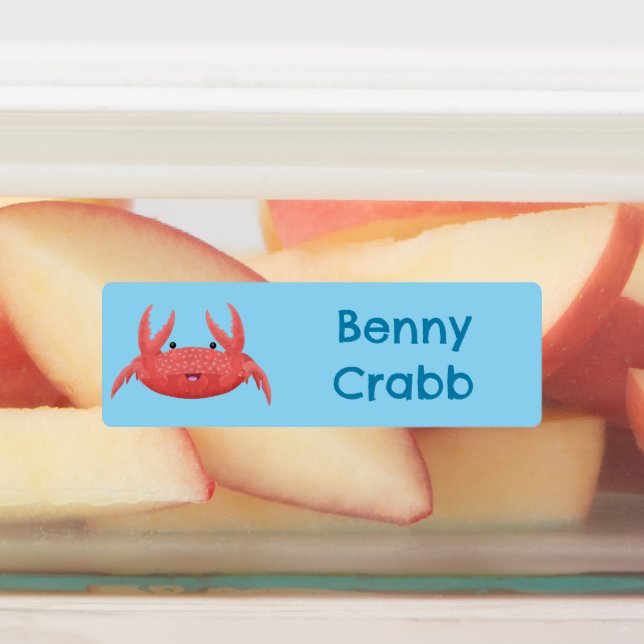 Étiquettes Caricature de crabe rouge cuite personnalisée (Apposé)