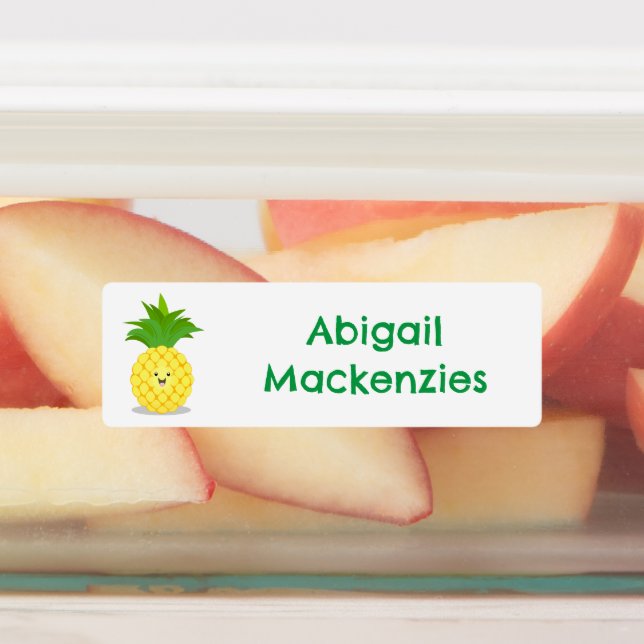 Étiquettes Caricature de fruits à l'ananas mignonne personnal (Apposé)