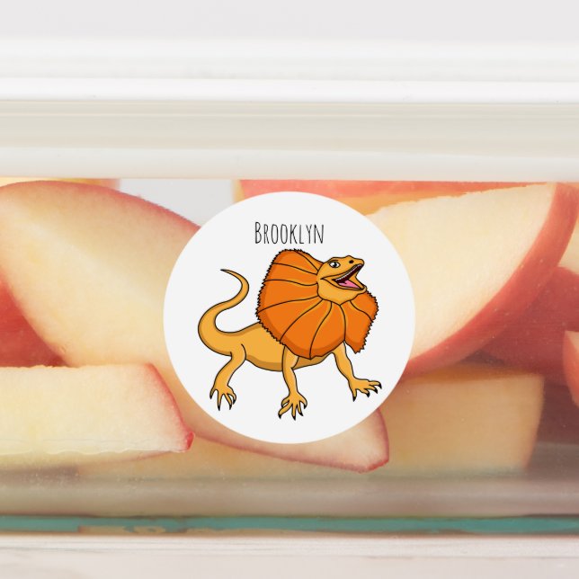 Étiquettes Caricature de lézard à col frisé orange (Apposé)