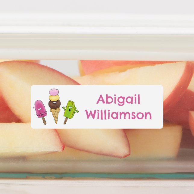 Étiquettes Caricature de popsicle de crème glacée drôle perso (Apposé)