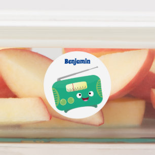 Étiquettes Caricature de radio rétro amusante