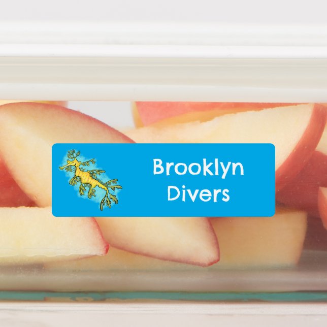 Étiquettes Caricature dragon de mer feuilletée personnalisée (Apposé)