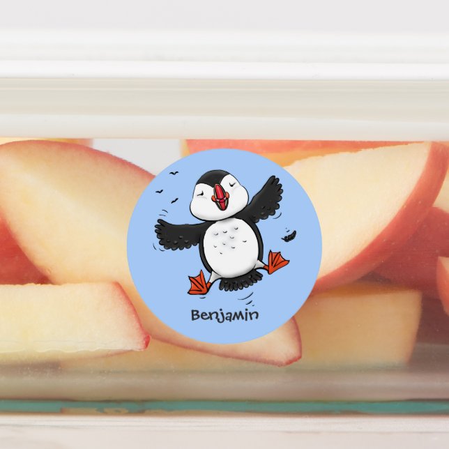 Étiquettes Caricature en bleu bouffin joyeux (Apposé)