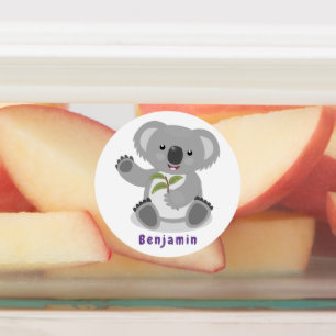 Étiquettes Caricature joyeux koala agitant