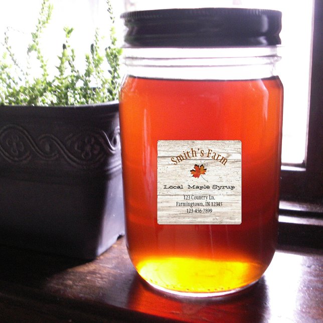 Étiquettes Carré imperméable au sirop d'érable Feuille d'érab (Créateur téléchargé)