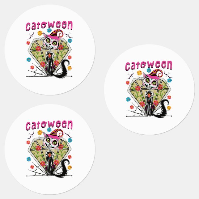 Étiquettes Catoween Halloween (Groupe)