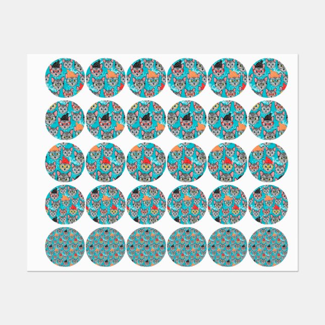 Étiquettes Chat dans le casquette (Feuille)