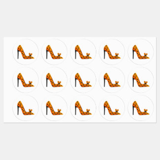 Étiquettes Chaussure à talon élevé avec textil orange