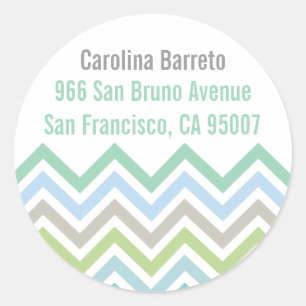 Étiquettes Chevron ronds - Blues & Greens