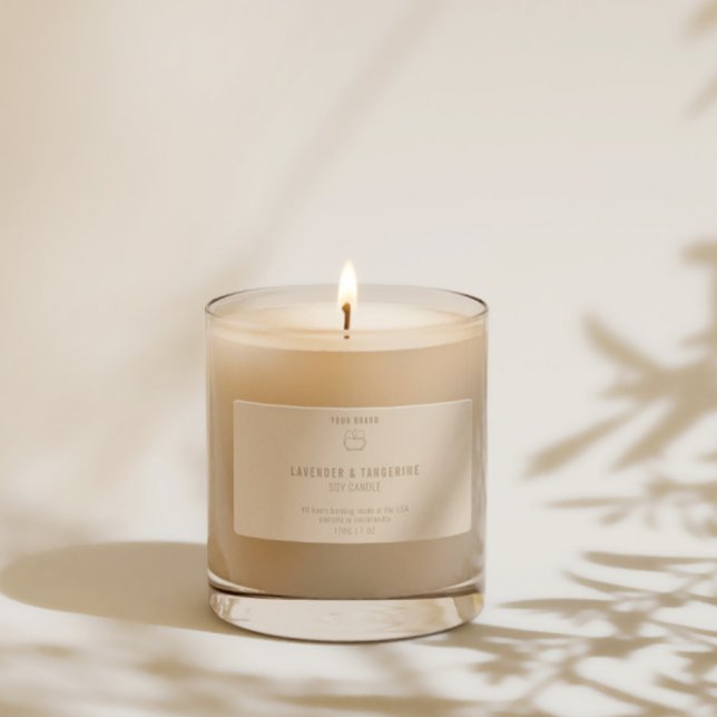 Étiquettes Chic moderne logo Neutral Beige bougie produit (Créateur téléchargé)