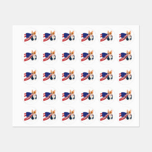Étiquettes Chien de taureau français avec drapeau américain