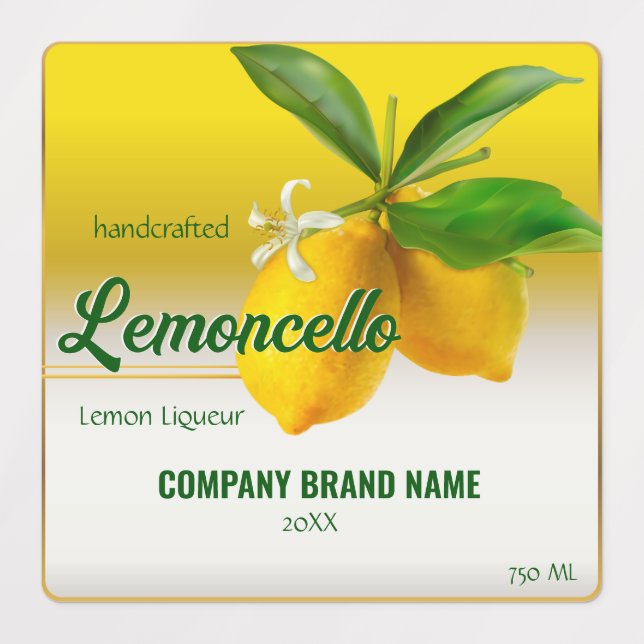 Étiquettes Citron Fruit Lemoncello (Design 1)