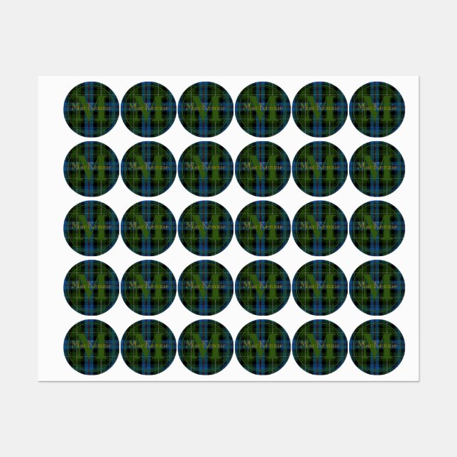 Étiquettes Clan écossais MacKenzie Tartan Gold Nom-Initiale (Feuille)