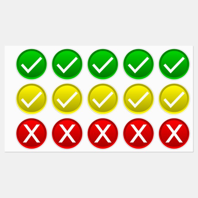 Étiquettes Cochez la case et la case rouge X (Feuille)