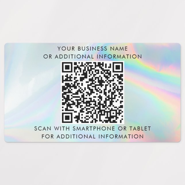 Étiquettes Code QR Holographique Nom commercial personnalisé (Design 1)