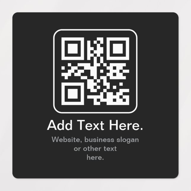 Étiquettes Code QR scannable moderne | Noir Blanc & Gris (Design 1)