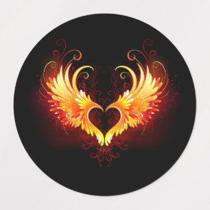 Étiquettes Coeur de feu ange avec ailes