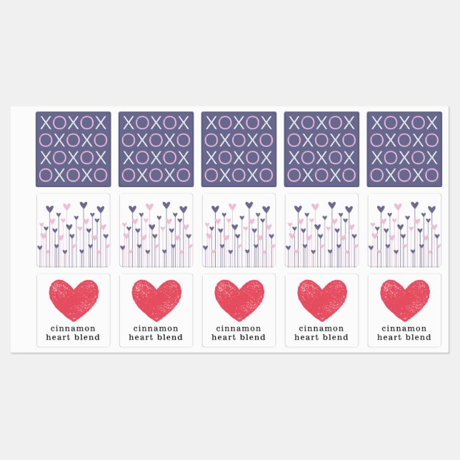 Étiquettes Coeurs et baisers Bouteille à rouleaux à huile ess (Feuille)