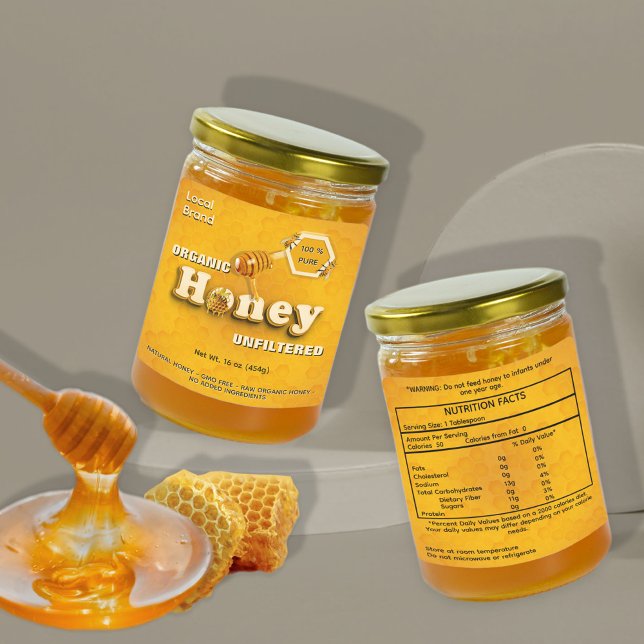 Étiquettes Commerce de miel biologique Marque et valeur nutri (Créateur téléchargé)