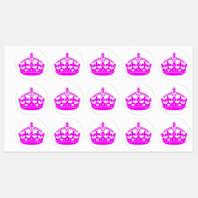 Étiquettes Conserver le calme Couronne rose Fuchsia (Feuille)