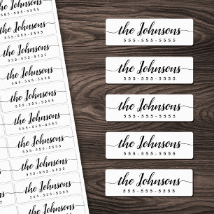 Étiquettes Couleur personnalisée joli nom du script et numéro