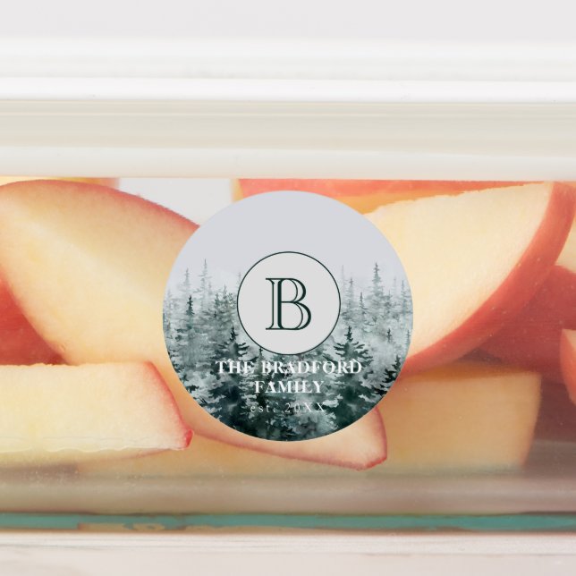Étiquettes Cuisine Rustique Forêt Monogramme Produit étanche (Apposé)