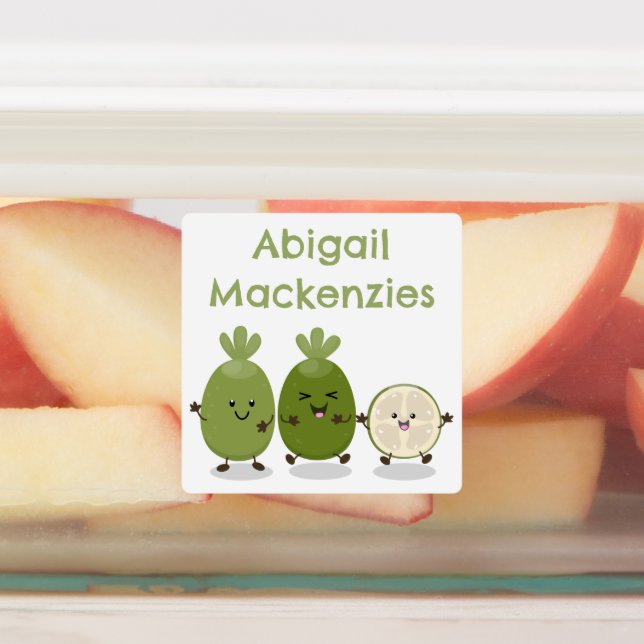 Étiquettes Cute ananas guava feijoa dessin animé personnalisé (Apposé)