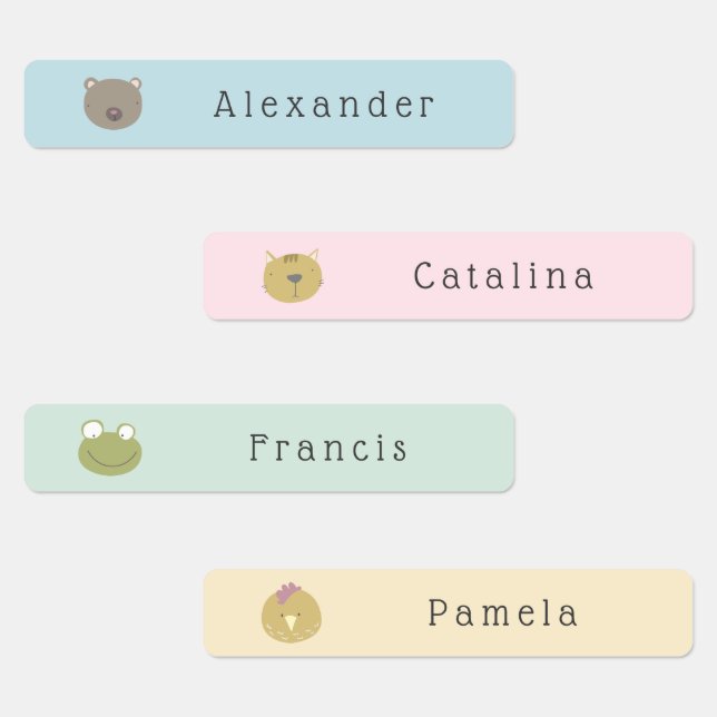 Étiquettes Cute Animaux Nom personnalisé de l'étudiant (Groupe)