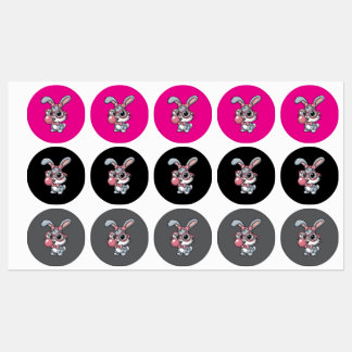Étiquettes Cute Bunny with Glasses Blowing Bubble Gum