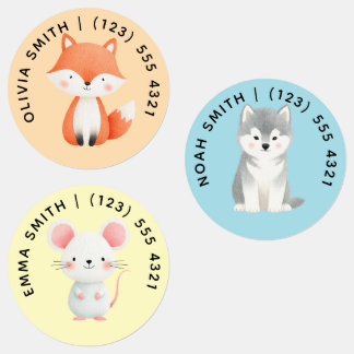 Étiquettes Cute Customizable Animals Kid's Labels 
