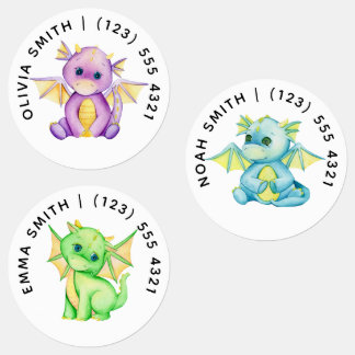 Étiquettes Cute Customizable Dragon Kid's Labels 