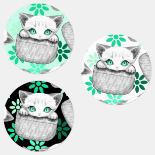 Étiquettes Cute de chat et pointe joueuse à partir d'une poch