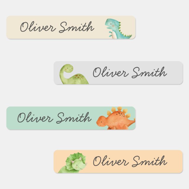 Étiquettes Cute Dinosaures Garde de jour Nom de l'école Vêtem (Groupe)