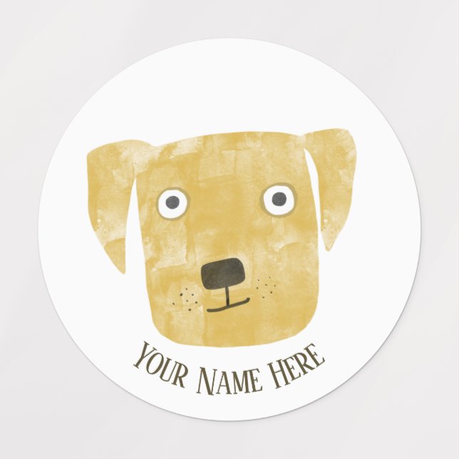 Étiquettes Cute Golden Labrador Retriever Chien Nom personnal (Design 1)