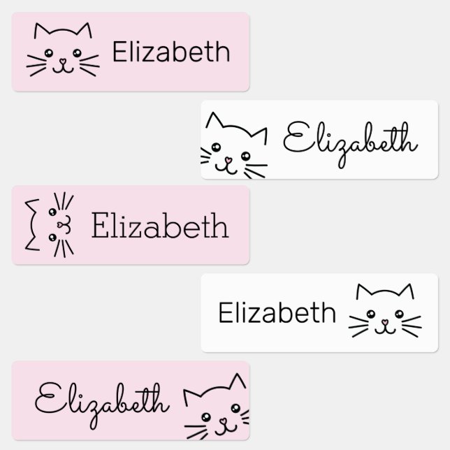 Étiquettes Cute Kawaii Cartoon Kitty Chat Enfants Personnalis (Groupe)