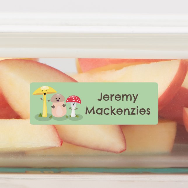 Étiquettes Cute kawaii champignon champignon toadstool person (Apposé)