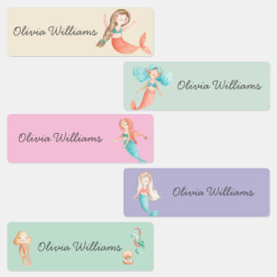 Étiquettes Cute Mermaids Garderie Nom de l'école Vêtements