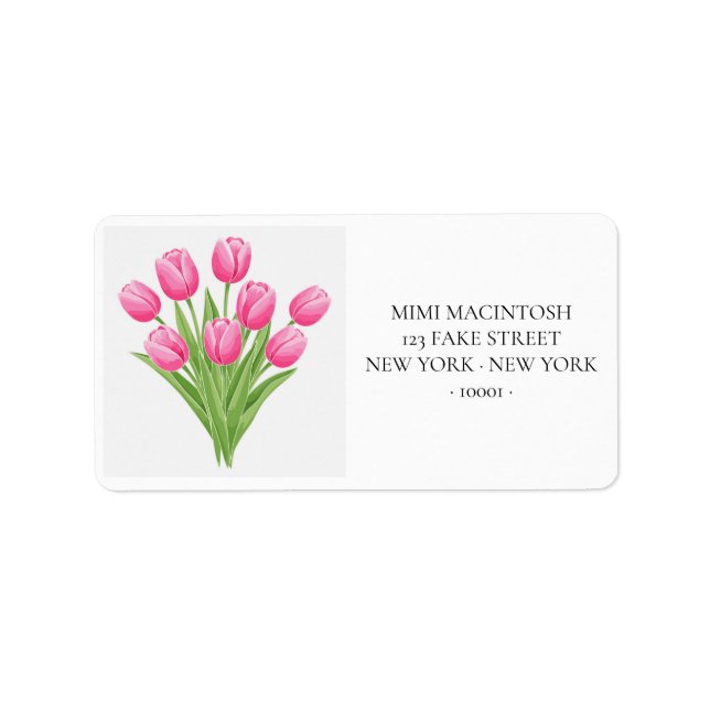 Étiquettes d'adresse Bouquet de Tulipes Roses (Devant)