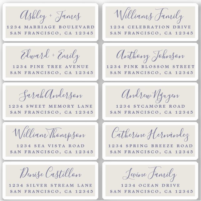 Étiquettes d'adresse de calligraphie de carte post (Devant)
