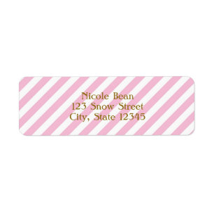 Étiquettes d'adresse de carte rayées rose Sugar & 