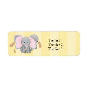 Étiquettes d'adresse de fête éléphant bébé mignon 