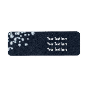 Étiquettes d'adresse de fête glamour en denim fonc